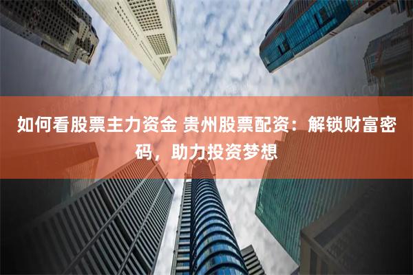 如何看股票主力资金 贵州股票配资:解锁财富密码,助力投资梦想